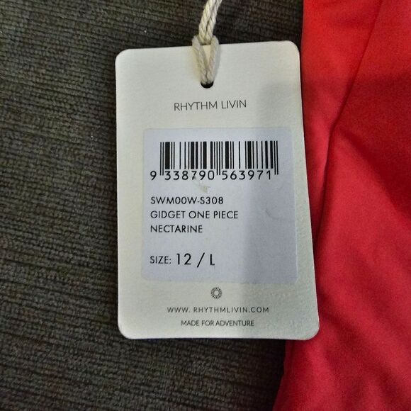 Rhythm Womens Gidget Solid Nectarine/orange One-Piece Swimsuit Size 12 Large - Picture 6 of 14